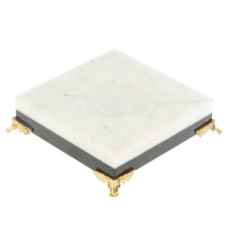 Подставка под шар квадратная из натуральных камней Змеевик Мрамор на ножках Natural Stone Sphere Stands