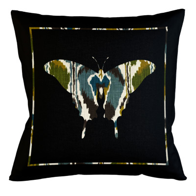 Подушка декоративная бабочка сине-зелёный орнамент Ikat Pattern