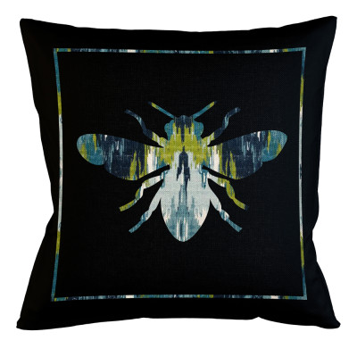 Подушка декоративная пчела сине-зеленый узор Ikat Pattern