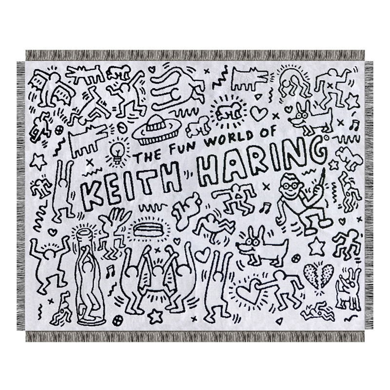 Покрывало граффити черно-белое Кит Харинг Keith Haring Bed Сover