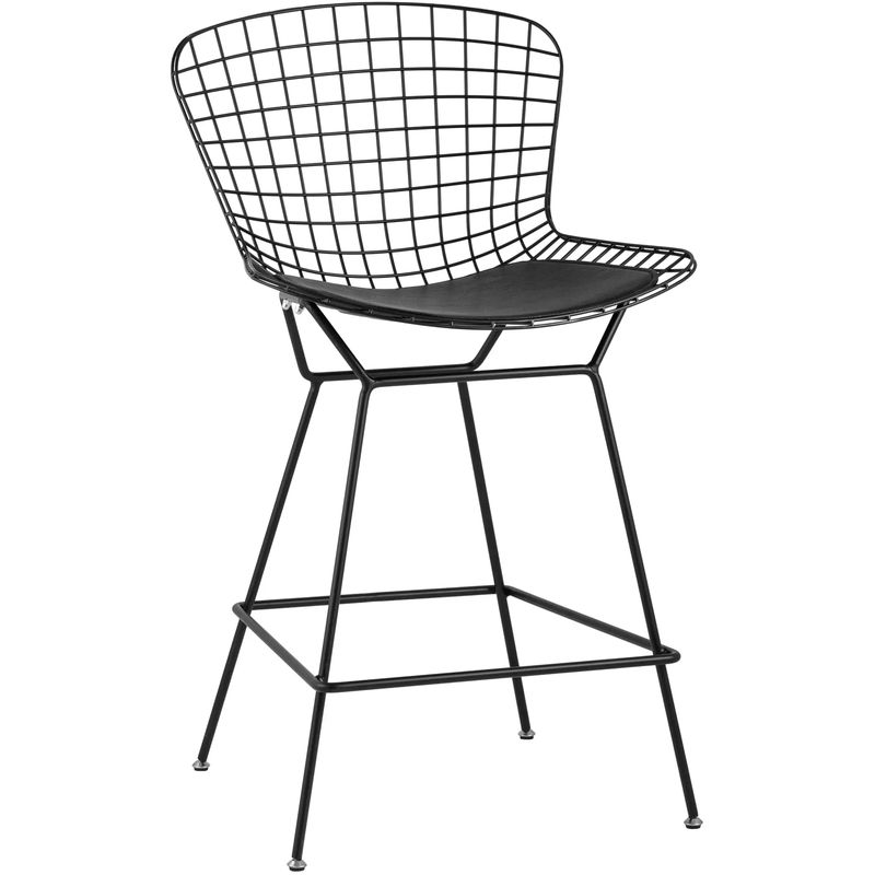 Полубарный стул Bertoia Barstool Черный Матовый Металл