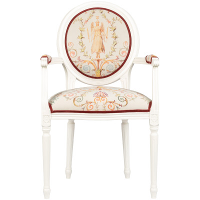 Полукресло из массива бука бежевое с растительным орнаментом Raffael Angel Beige Chair