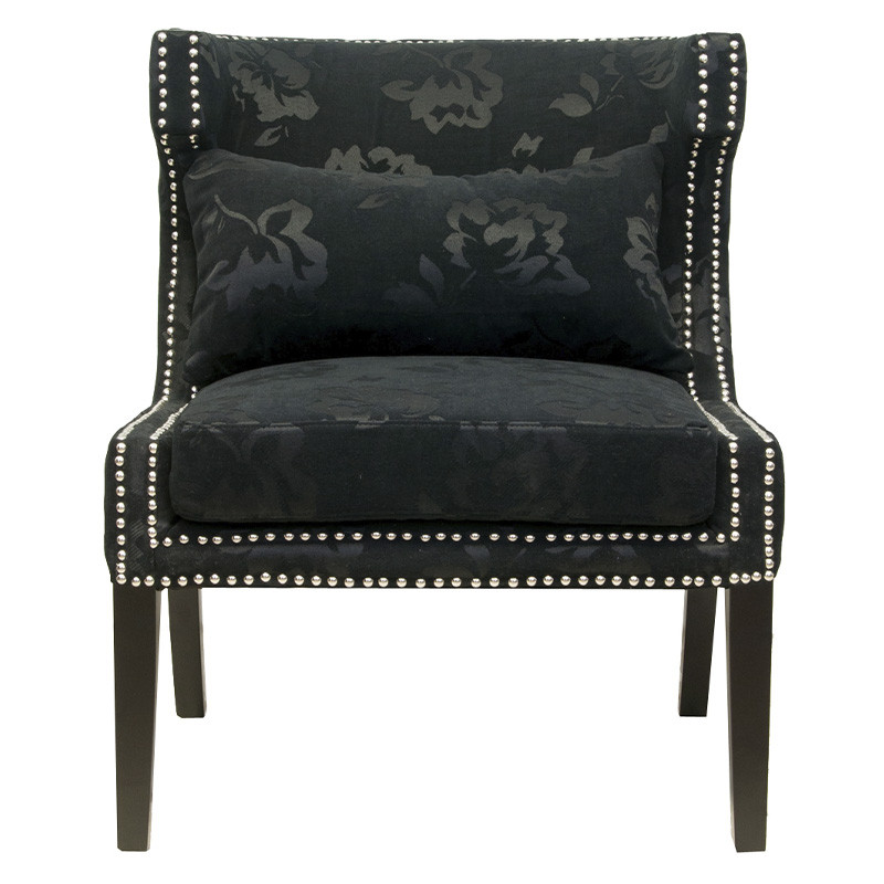 Полукресло с мягкой обивкой из жаккарда на 4-х ножках из массива березы Baroque Armchair black