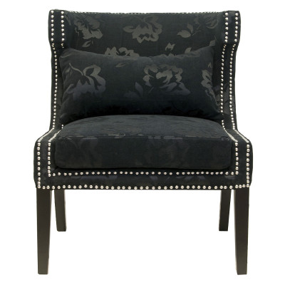 Полукресло с мягкой обивкой из жаккарда на 4-х ножках из массива березы Baroque Armchair black