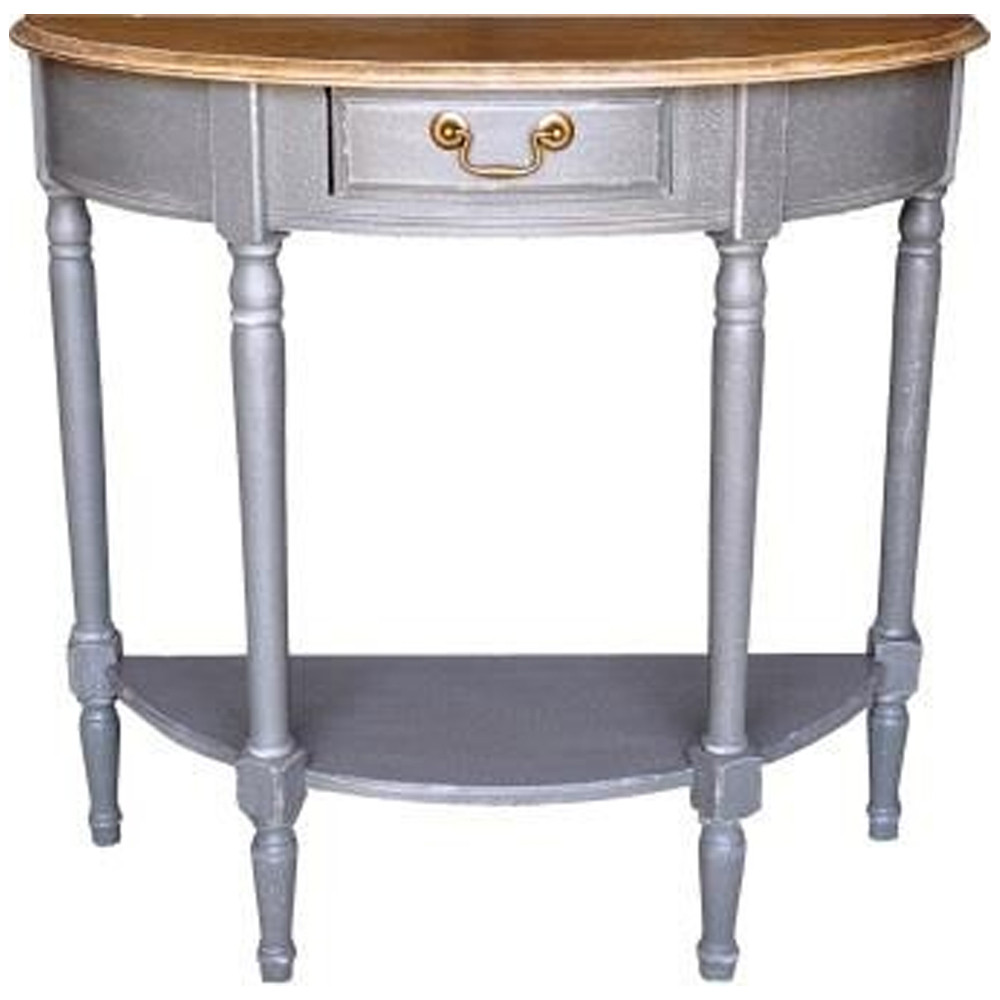 Полукруглая консоль в стиле прованс серая Margery Provence Grey Console