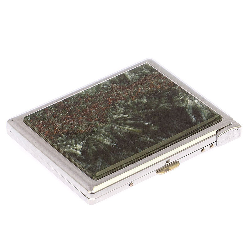 Портсигар с газовой зажигалкой из натурального камня Серафинит Stone Cigarettes Cases