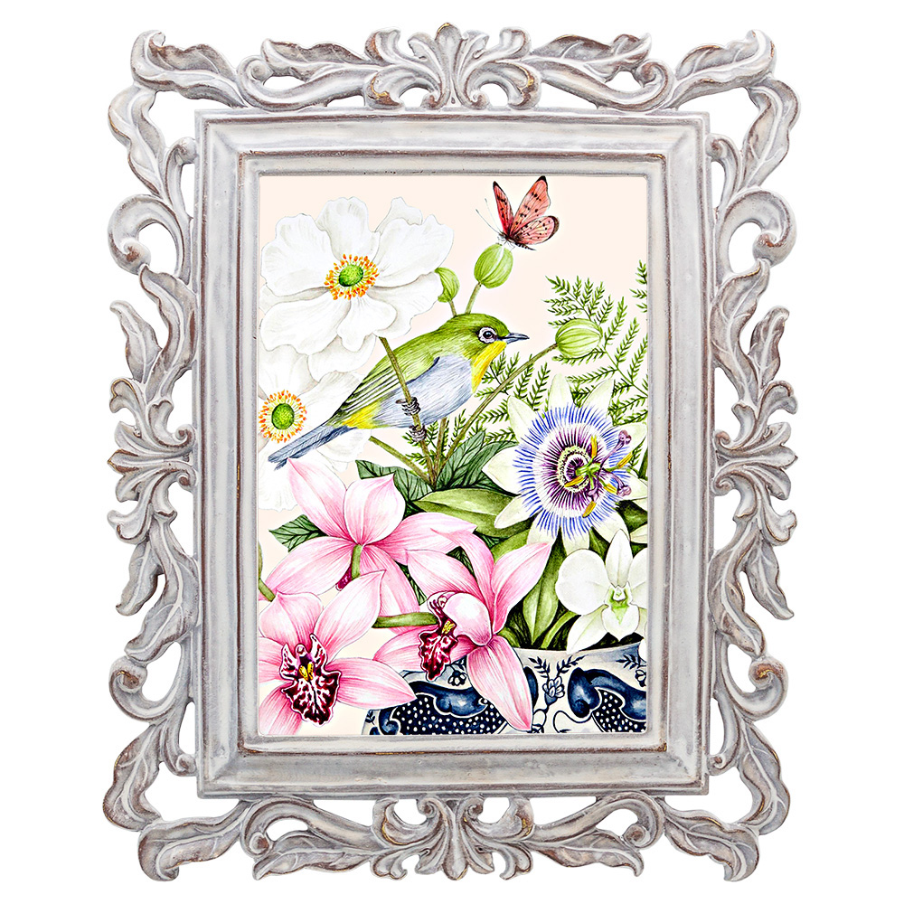 Постер Bird on Exotic Flowers Poster