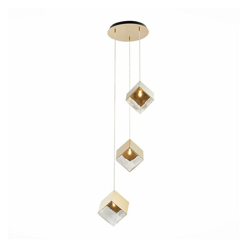 Потолочная люстра Pyrite Chandelier gold cube 3