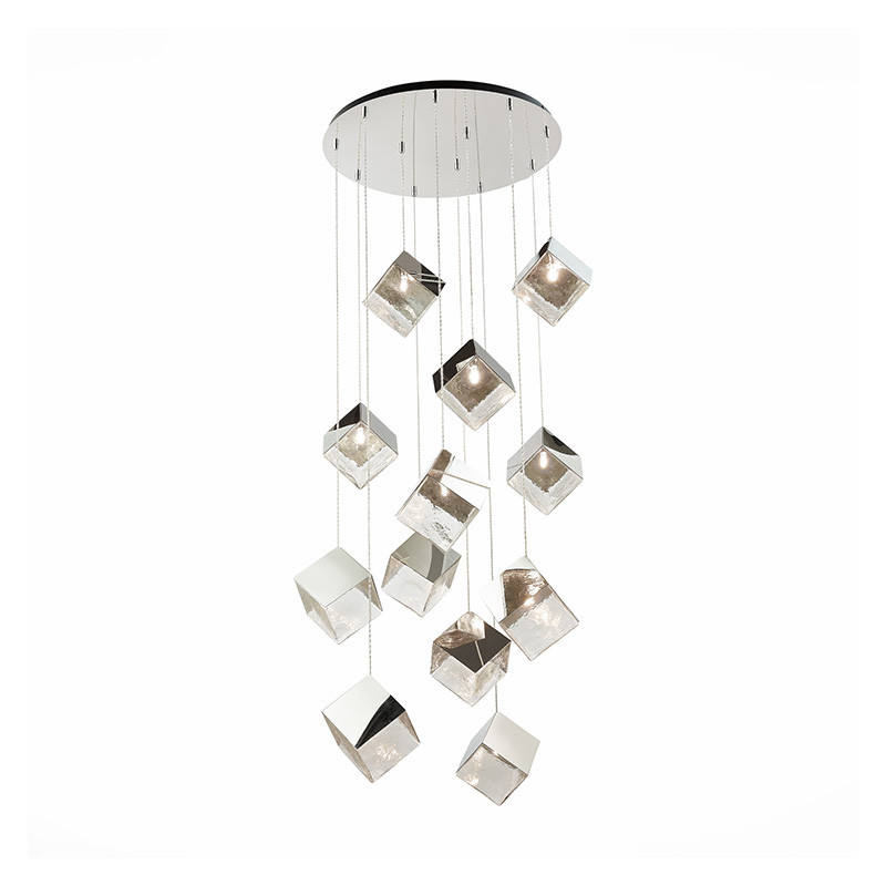 Потолочная люстра Pyrite Chrome cube 12
