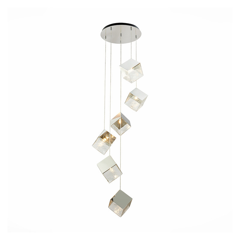 Потолочная люстра Pyrite Chrome cube 6