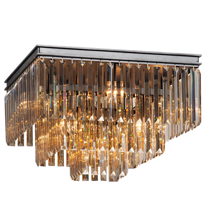 Потолочный светильник ODEON Amber GLASS 3-TIER Янтарное стекло 52 см