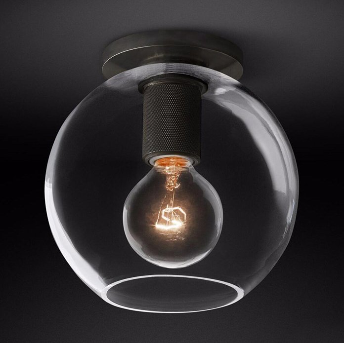 Потолочный светильник Utilitaire Globe  Shade Flushmount Black