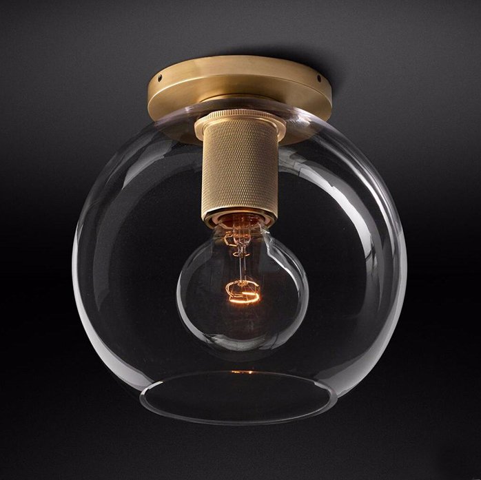 Потолочный светильник Utilitaire Globe Shade Flushmount Brass