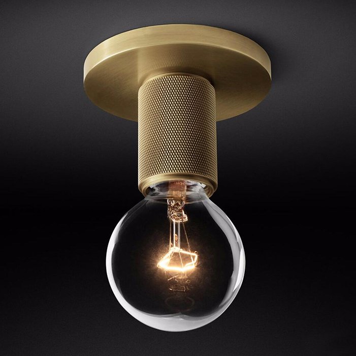 Потолочный светильник Utilitaire Socket Flushmount Brass