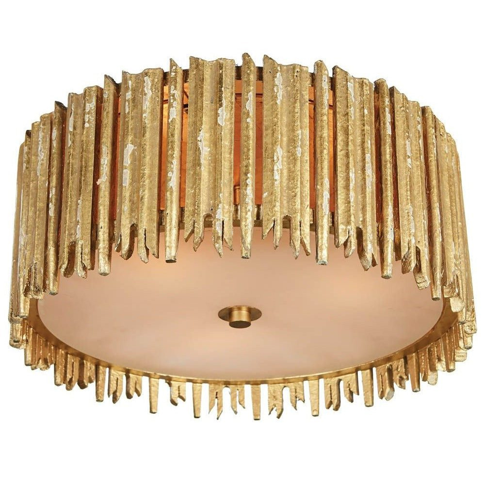 Потолочный светильник золотой из деревянных прутьев French Vintage