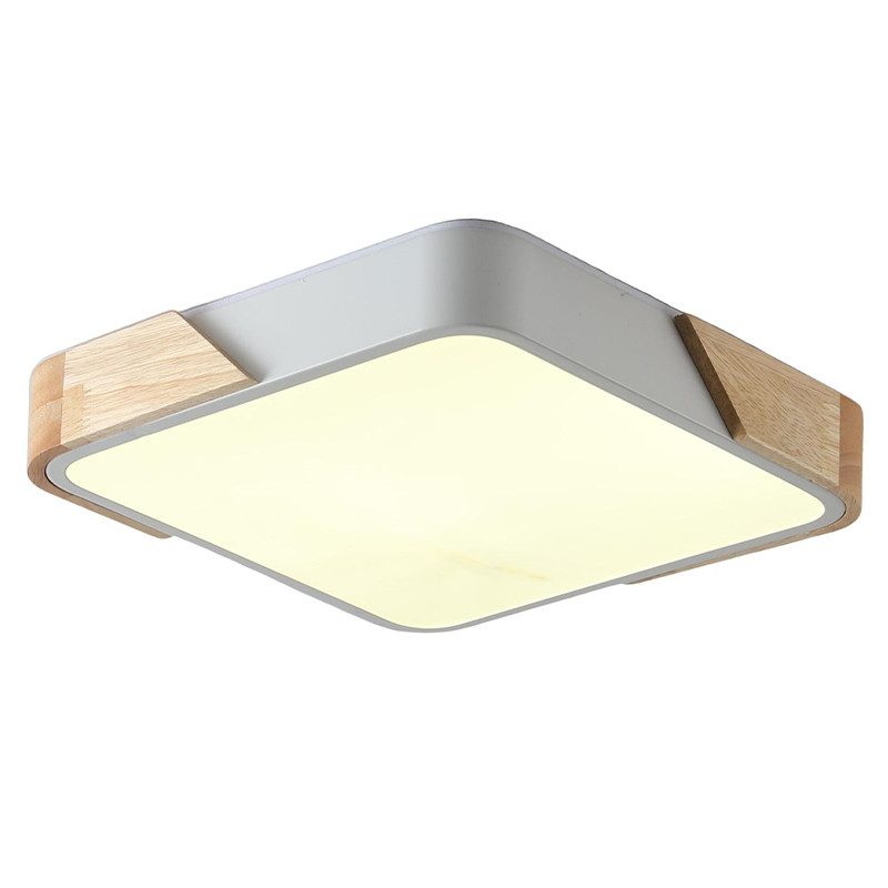 Потолочный светильник квадратной формы из стали с декоративными вставками из дерева Maelis White