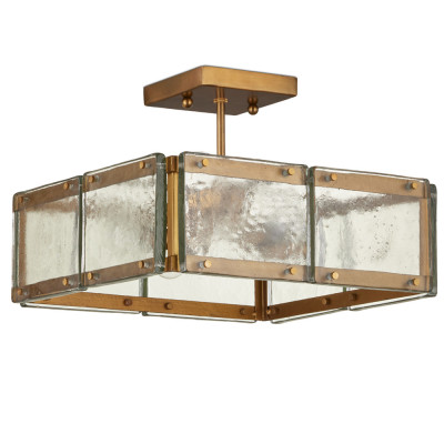 Потолочный светильник квадратный из толстого литого стекла Cast Glass