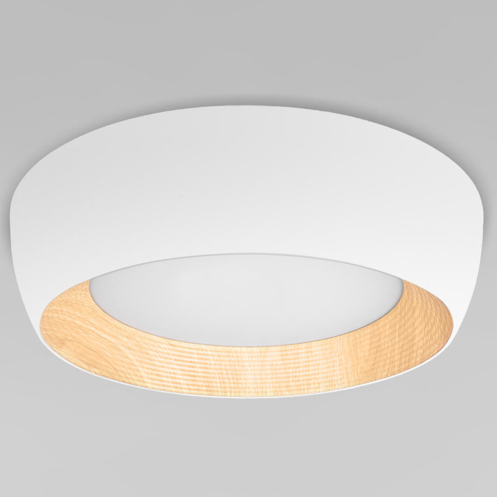 Потолочный светильник круглый из металла с внутренней отделкой под цвет дерева Диаметр 50 см Assol cup