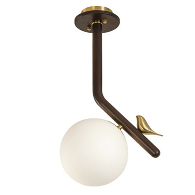 Потолочный светильник с птичкой Bird Wood Ring Ceiling Lamp
