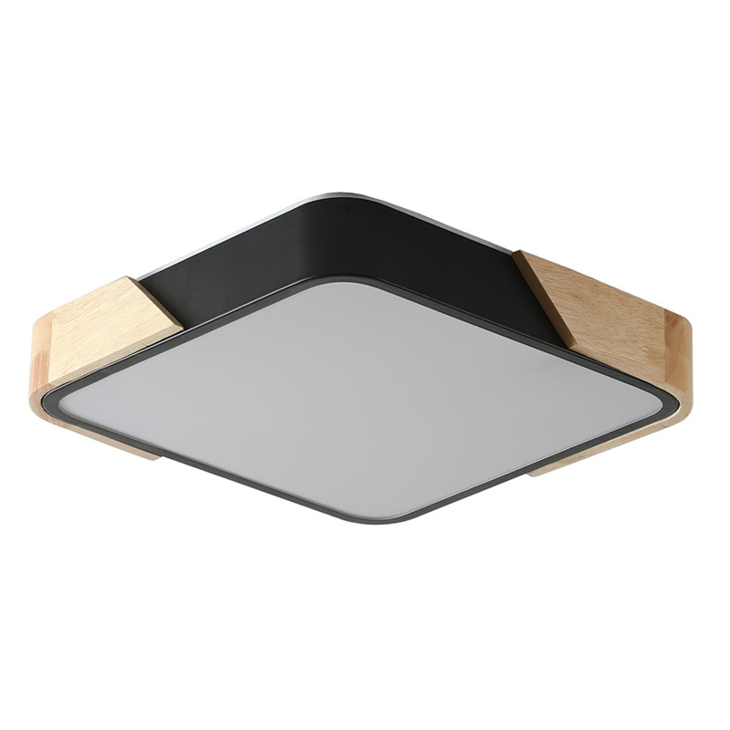 Потолочный светильник светодиодный из стали с декоративными вставками из дерева Maelis Black