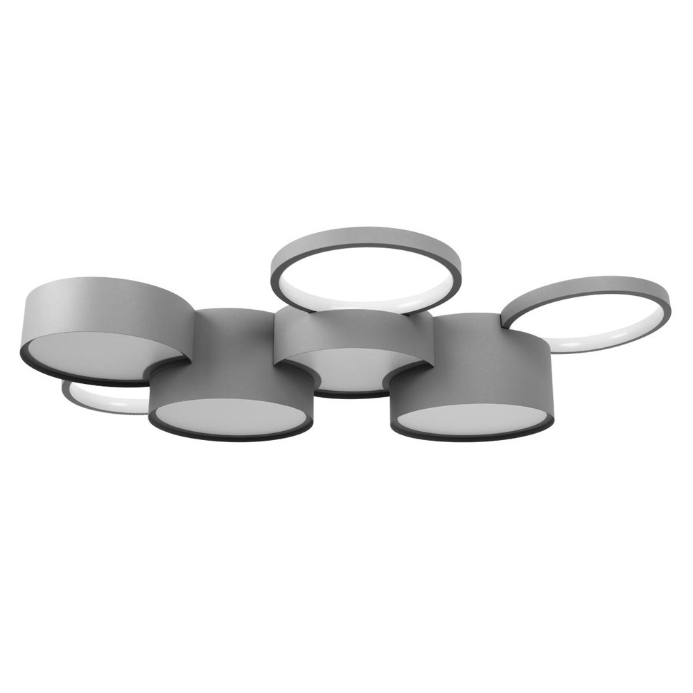 Потолочный светильник светодиодный матовый из 7 плоских и объемных колец Maxine Light