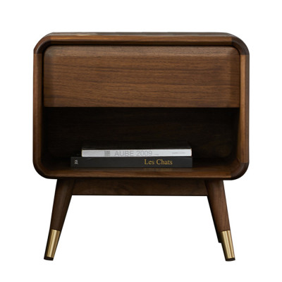 Прикроватная деревянная тумба с ящиком и нишей для хранения Moon Walnut Furniture