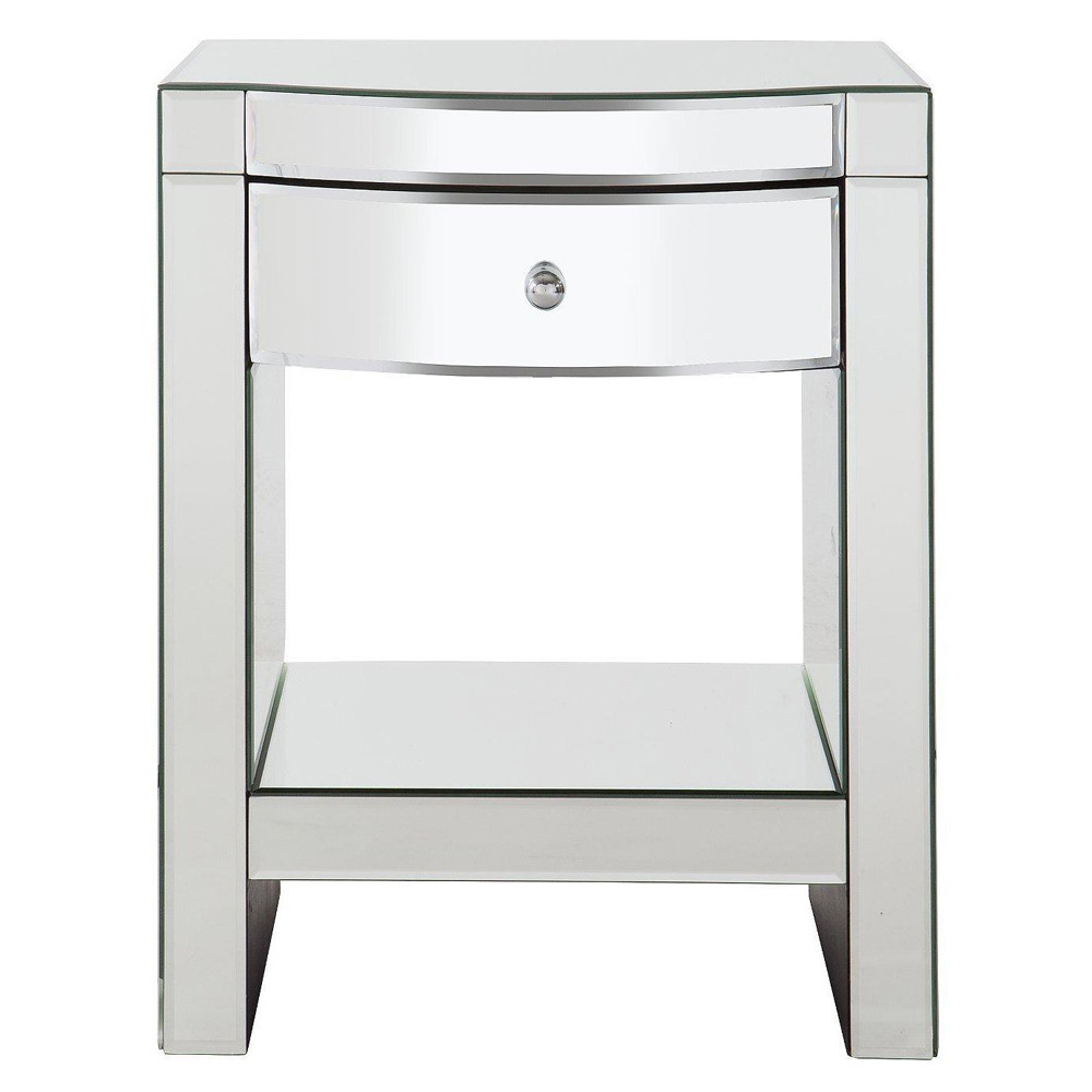 Прикроватная зеркальная тумба с ящиком и полкой Bedside Mirror Cabinet