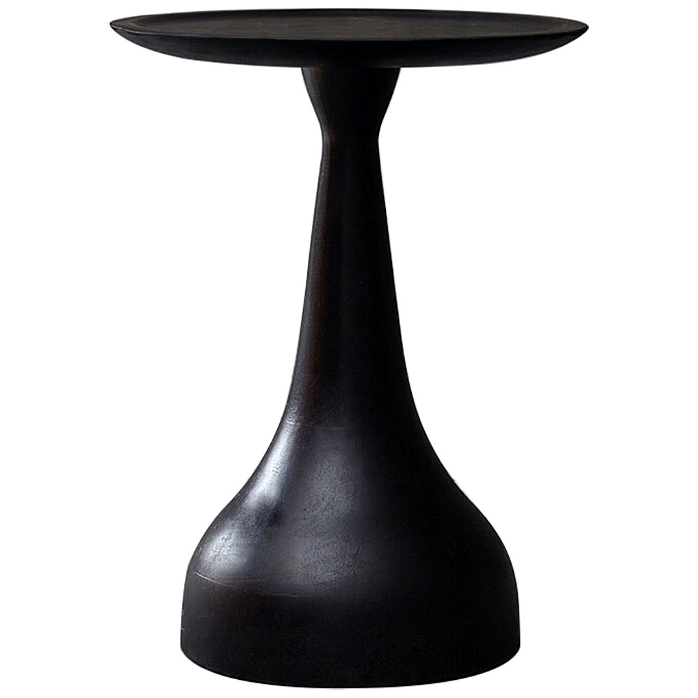 Приставной круглый столик из массива акации Veras Black Side Table