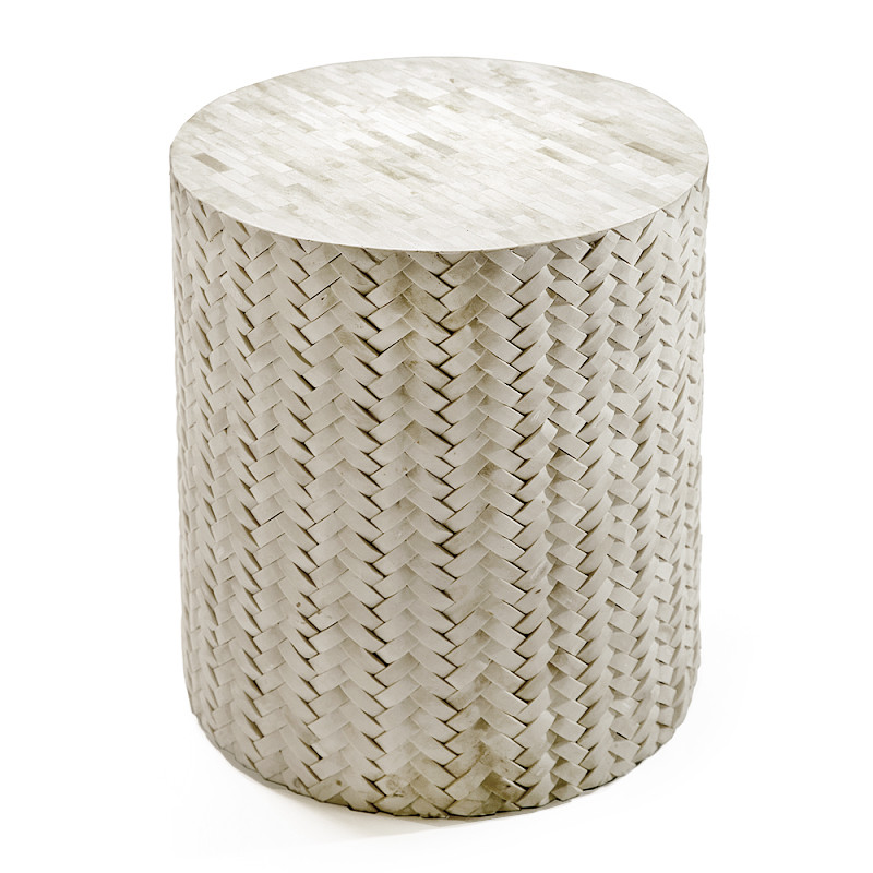 Приставной круглый столик инкрустация костью Bone Inlaid Round Stool