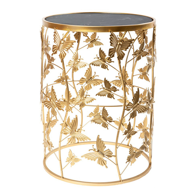 Приставной стол Gold Butterfly чёрный мрамор