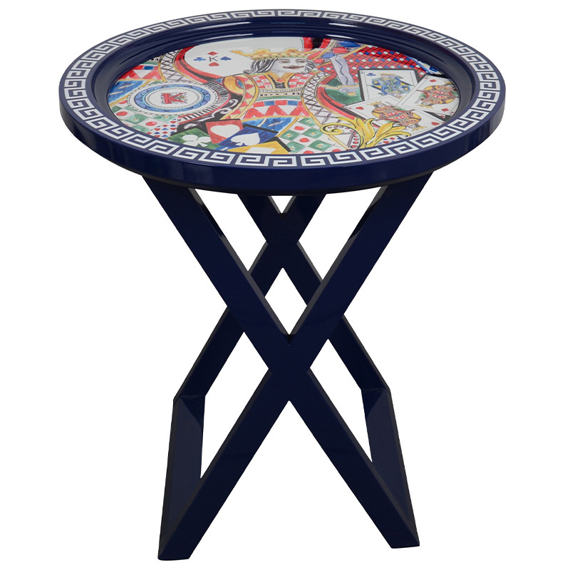 Приставной стол Playing Cards Painted Round Countertop Side Table