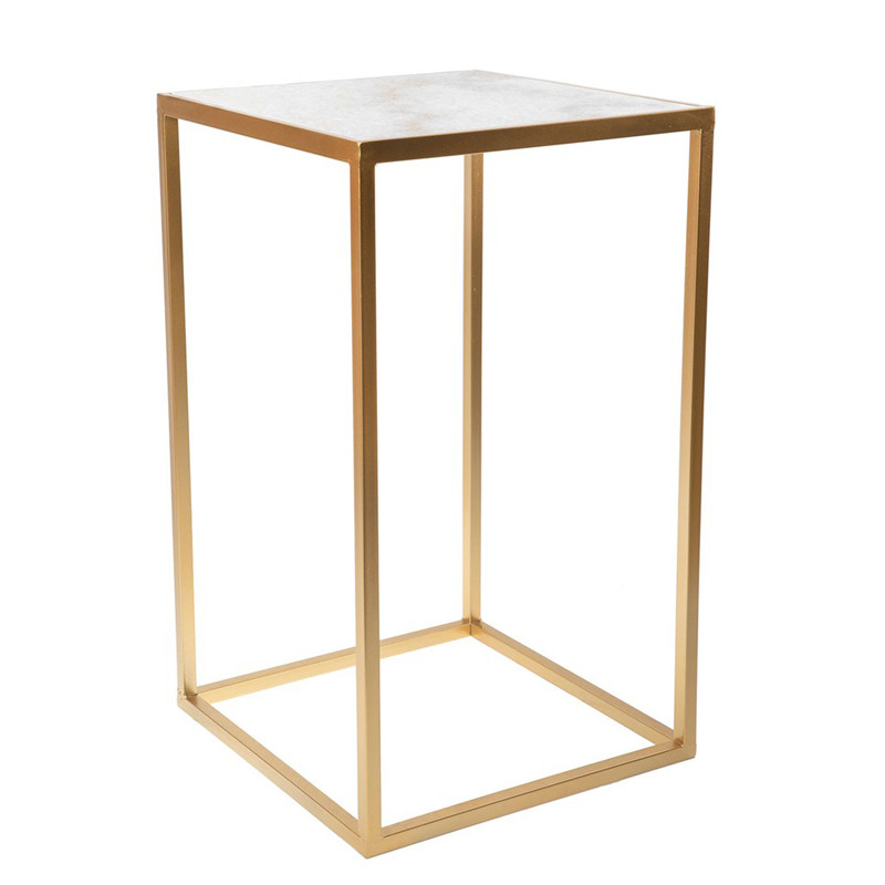 Приставной стол Quadrilateral Base gold белый мрамор
