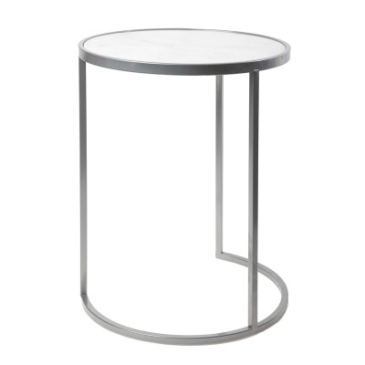Приставной стол Round Table Marble chrome белый мрамор