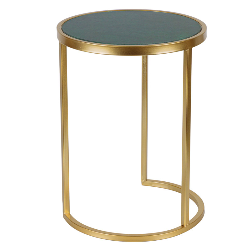 Приставной стол Round Table Marble gold зеленый мрамор