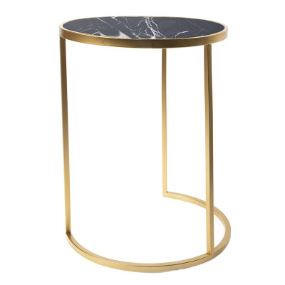 Приставной стол Round Table Marble gold черный мрамор