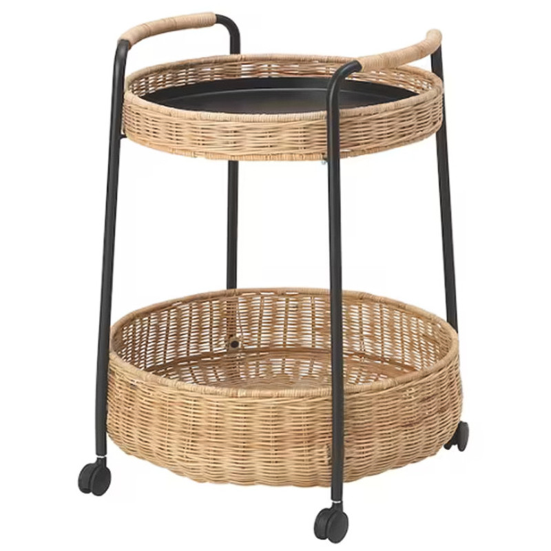 Приставной столик на колесах Roy Wicker Round Side Table