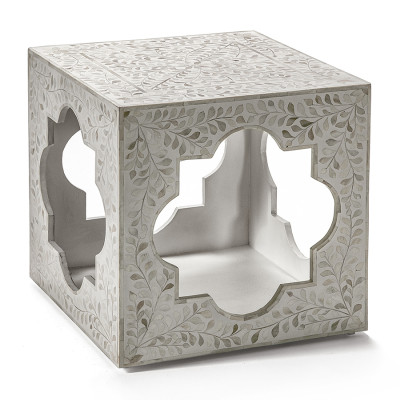 Приставной столик с перламутром Bone Inlay Side Table Floral Design