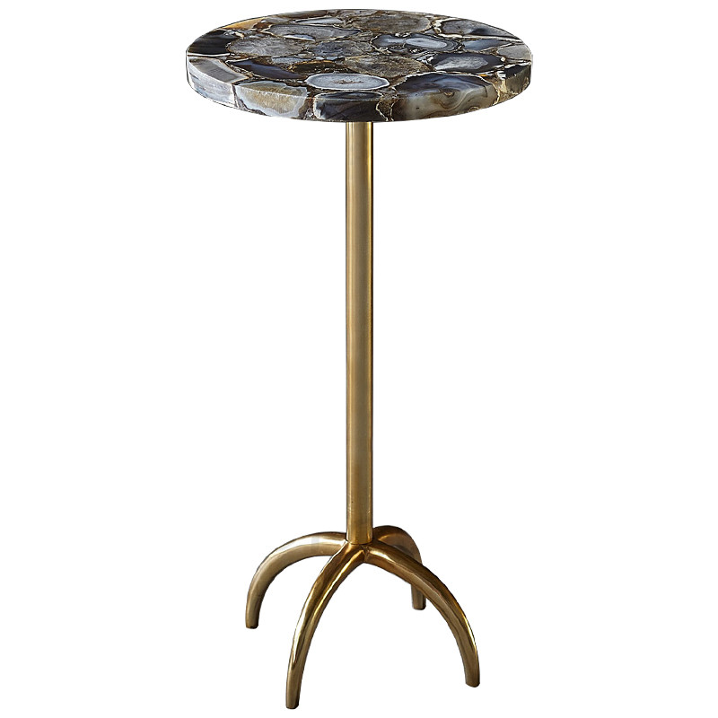 Приставной столик со столешницей из агата Grey Agate Side Table