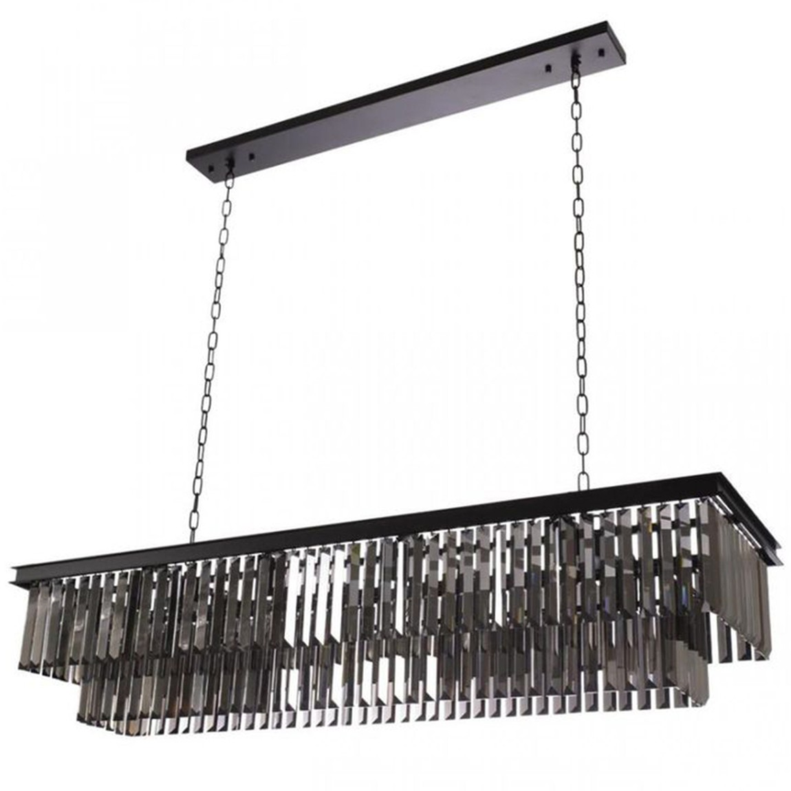 Прямоугольная Люстра Odeon Black iron Серое Стекло Длина 120 см