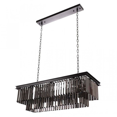 Прямоугольная Люстра Odeon Black iron Серое Стекло Длина 80 см