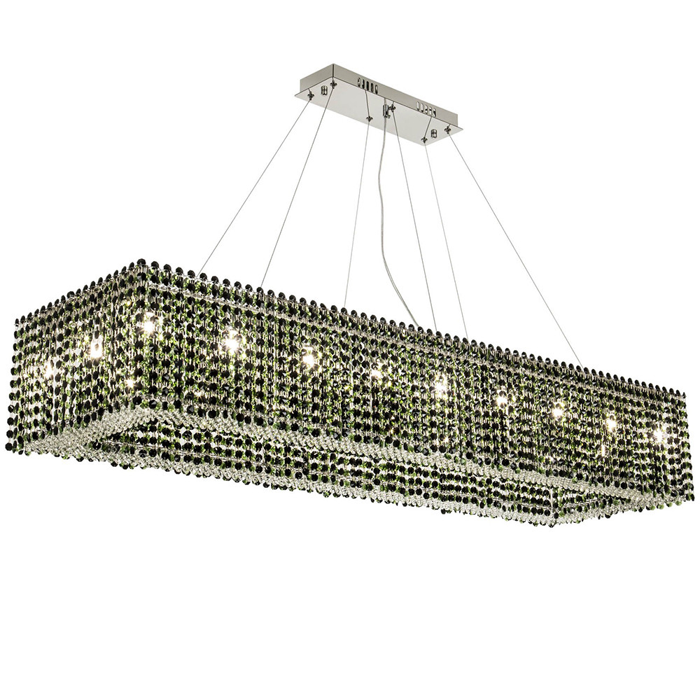 Прямоугольная люстра с хрустальными подвесками Crystal Art Chrome Green Rectangular Chandelier