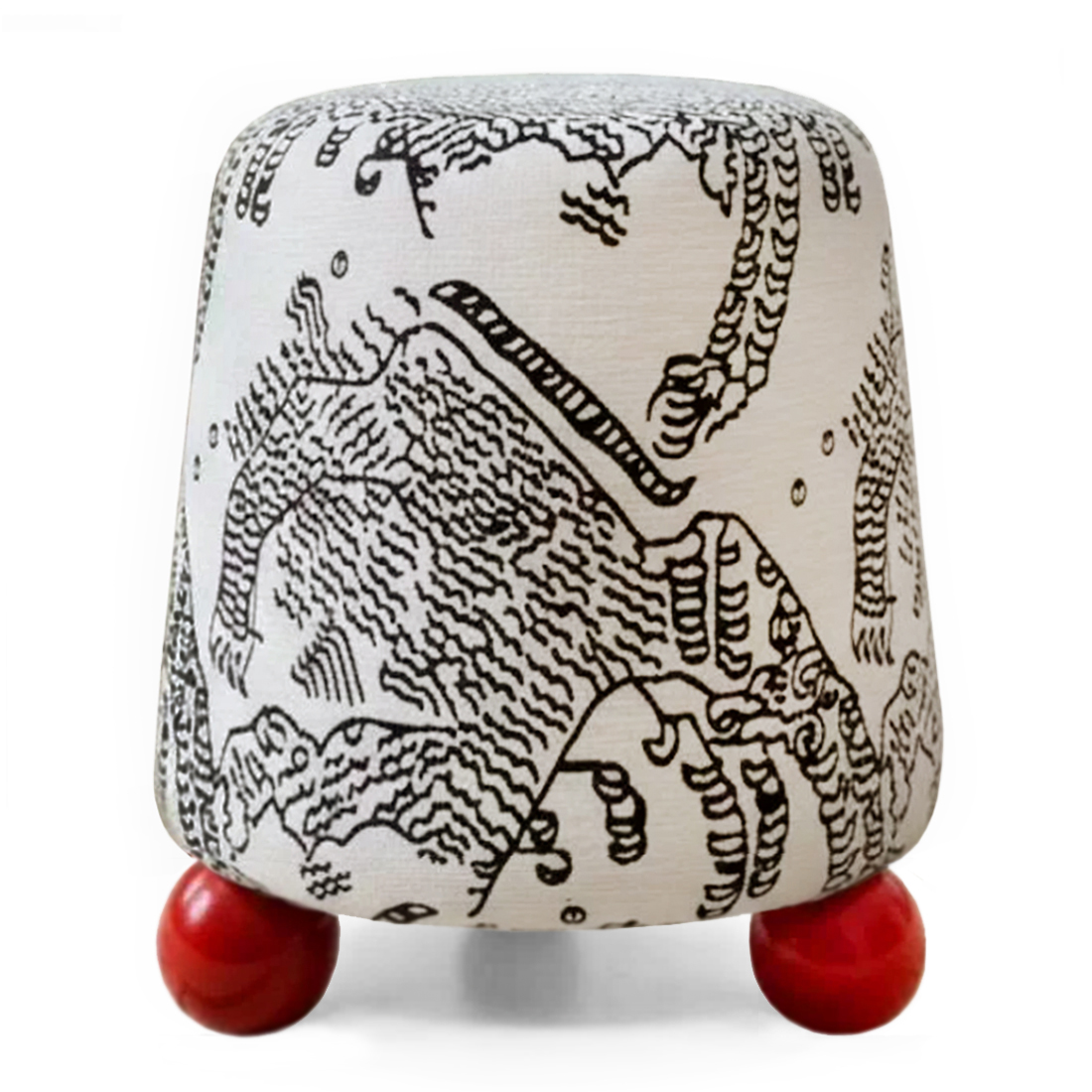 Пуф Wakonda Черно-Белый с красными ножками