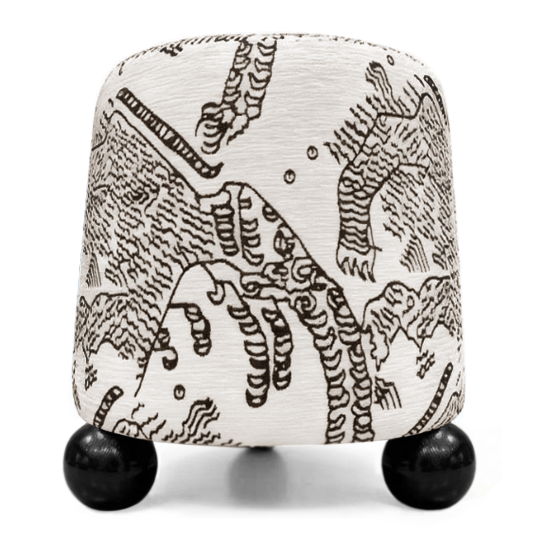 Пуф Wakonda Черно-Белый с Круглыми Черными ножками