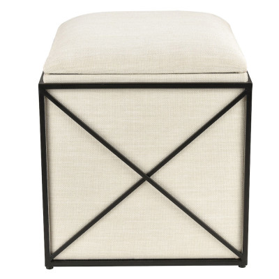 Пуф бежевый с черной металлической рамой Beige Pouf