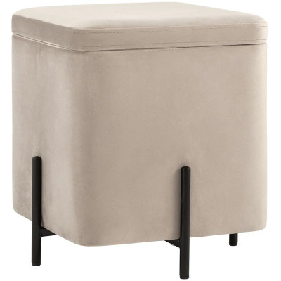 Пуф квадратный с ящиком бежевый велюр Sanjay Velour