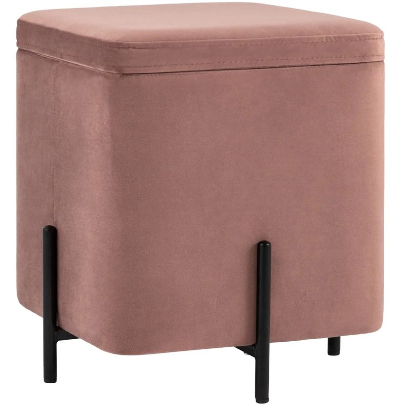 Пуф квадратный с ящиком пыльно-розовый велюр Sanjay Velour