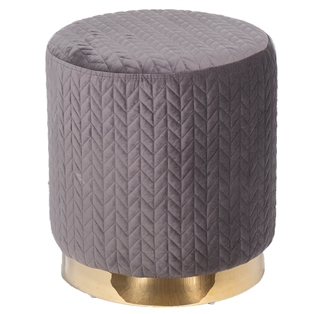 Пуф круглый велюровый серый Upholstery