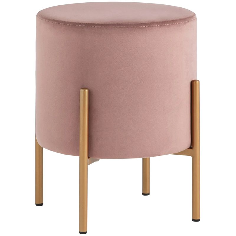 Пуф круглый пыльно-розовый велюр золотые ножки Sanjay Velour