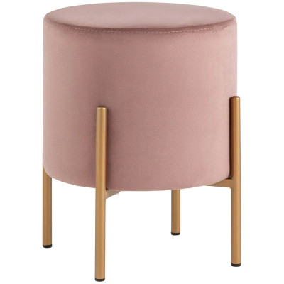 Пуф круглый пыльно-розовый велюр золотые ножки Sanjay Velour
