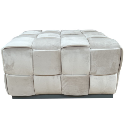Пуф плетеный велюровый светло-бежевый Soft Wicker Pouf